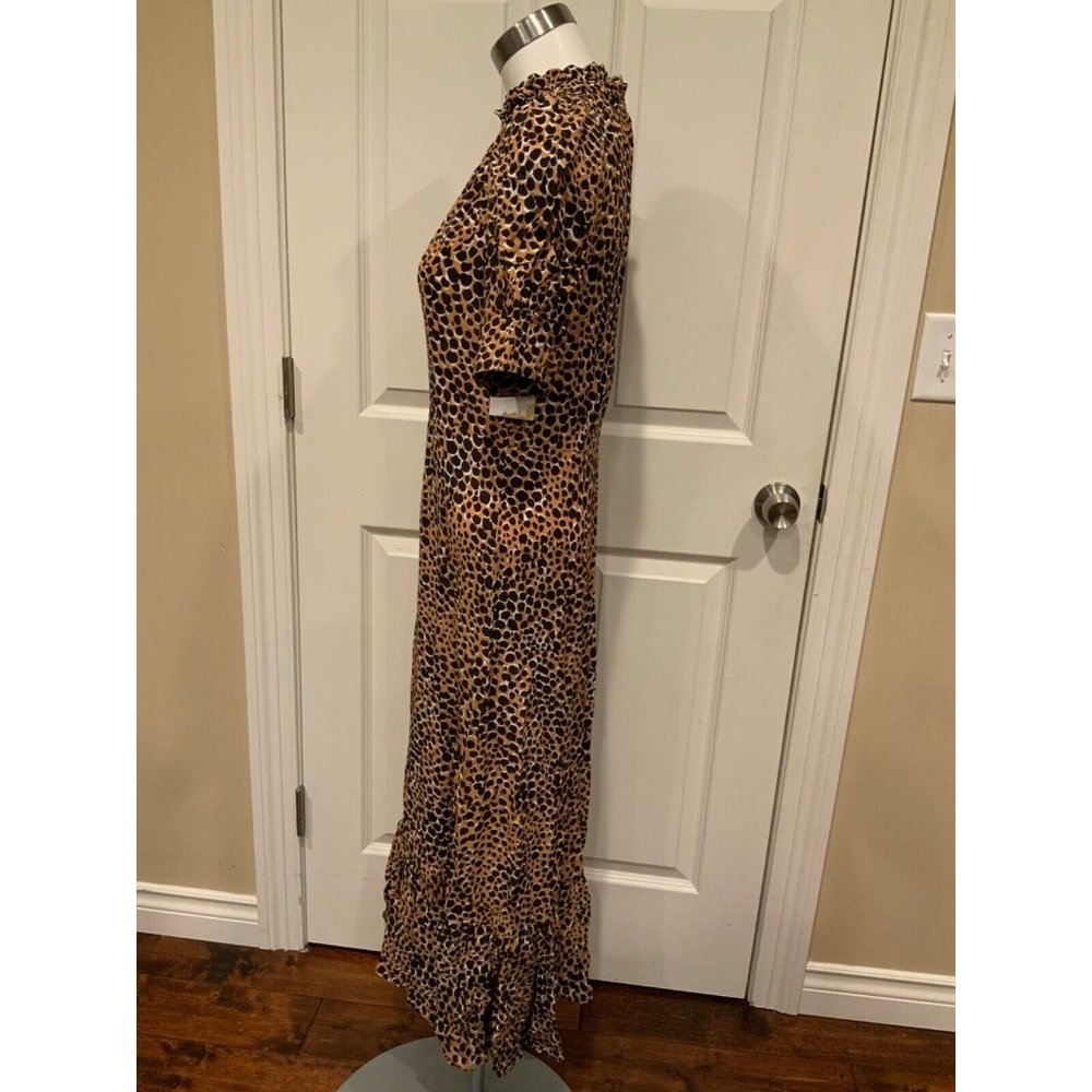 Sea New York Brown & Black Leopard Print Short Sleeve Maxi Dress, Sz 6 - Picture 4 of 8